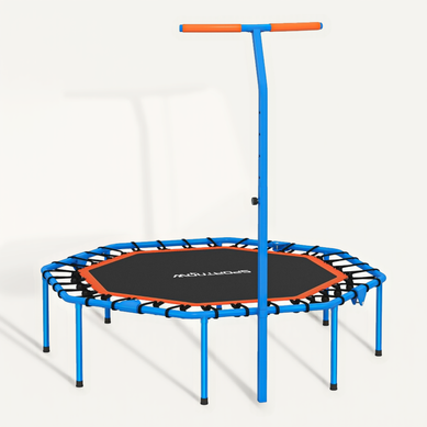 Trampoline Fitness Pliable Avec Poignée Réglable, Silencieux Et Stable, Intérieur, Bleu Trampoline Fitness Pliable Avec Poignée Réglable, Silencieux Et Stable, Intérieur, Bleu