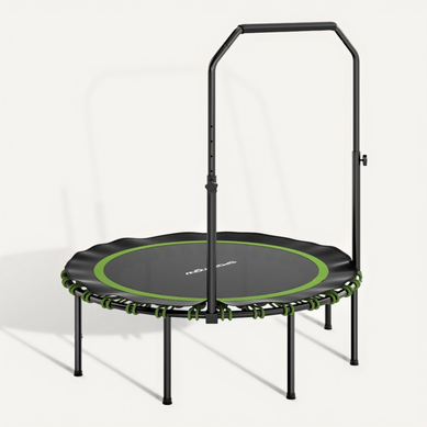 Trampoline Fitness Pliable Avec Poignée Réglable Pour Intérieur Et Extérieur, Vert Et Noir Trampoline Fitness Pliable Avec Poignée Réglable Pour Intérieur Et Extérieur, Vert Et Noir