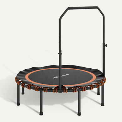 Trampoline Fitness Pliable Avec Poignée Réglable, Mini Trampoline, Orange Et Noir Trampoline Fitness Pliable Avec Poignée Réglable, Mini Trampoline, Orange Et Noir