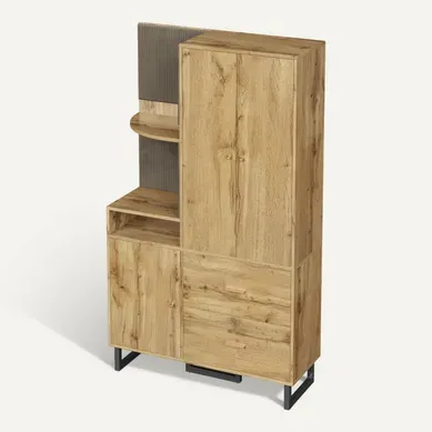 Armoire Compacte Avec Panneaux Rembourrés Et Rangement Chaussures 110x186x38 Cm, Bois