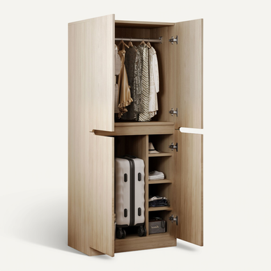 Armoire En Bois Compacte 70x40x170 Cm Avec Double Porte Et Rangement