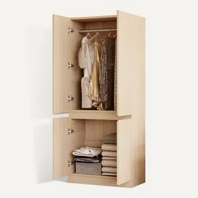 Armoire Double Porte 70x40x170 Cm Avec Grands Compartiments De Rangement, Bois