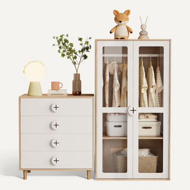 Armoire Combinée Avec Commode Et Table De Chevet, Blanc Et Bois, 80x50x150 Cm Armoire Combinée Avec Commode Et Table De Chevet, Blanc Et Bois, 80x50x150 Cm