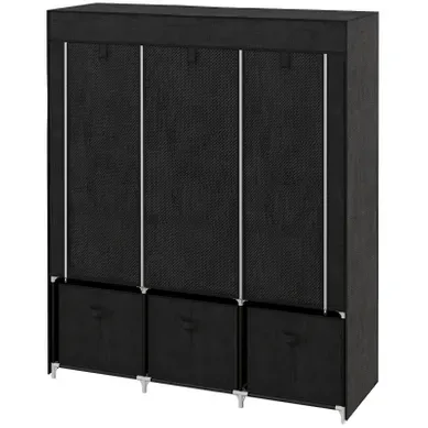 Penderie En Tissu Pliable Avec 3 Tiroirs Et 5 Étagères, Noir, 125x43x162,5 Cm Penderie En Tissu Pliable Avec 3 Tiroirs Et 5 Étagères, Noir, 125x43x162,5 Cm