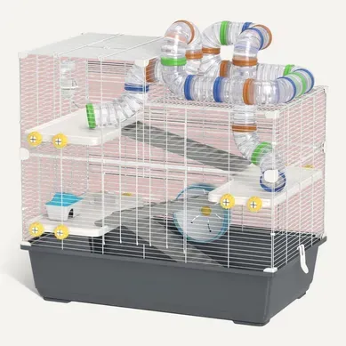 Cage Pour Hamster Nain À 4 étages Avec Tunnels, Accessoires Et Ouverture Supérieure 78x45x73cm Cage Pour Hamster Nain À 4 étages Avec Tunnels, Accessoires Et Ouverture Supérieure 78x45x73cm