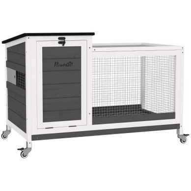 Clapier Pour Lapins Avec Enclos Mobile Et Toit Rabattable, Bois Massif, 92x52x67 Cm Clapier Pour Lapins Avec Enclos Mobile Et Toit Rabattable, Bois Massif, 92x52x67 Cm