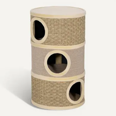 Tonneau À Griffer Pour Chats 79 cm À Trois étages Avec Sisal Et Peluche Tonneau À Griffer Pour Chats 79 cm À Trois étages Avec Sisal Et Peluche