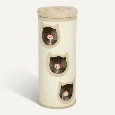 Tour À Chat 4 Niveaux Avec Tonneau, Lits Amovibles Et Jouets Suspendus, Gris Tour À Chat 4 Niveaux Avec Tonneau, Lits Amovibles Et Jouets Suspendus, Gris