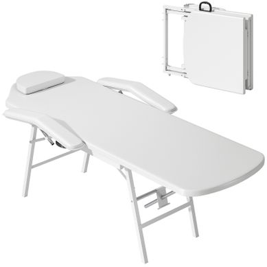 Table De Massage Pliable Portable Avec Rembourrage En Mousse Et Cadre En Acier, Blanc