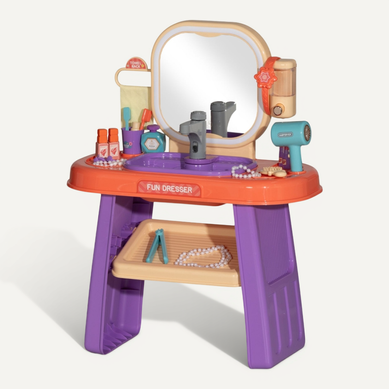 Coiffeuse Pour Enfants Avec Miroir LED, Musique Et Robinet Interactif, Violet, 55x29x71 Cm