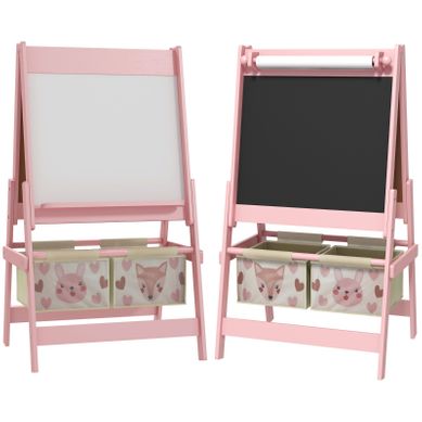 Chevalet 3-en-1 Pour Enfants Avec Tableau Noir, Tableau Blanc Et Rouleau De Papier, Rose Chevalet 3-en-1 Pour Enfants Avec Tableau Noir, Tableau Blanc Et Rouleau De Papier, Rose