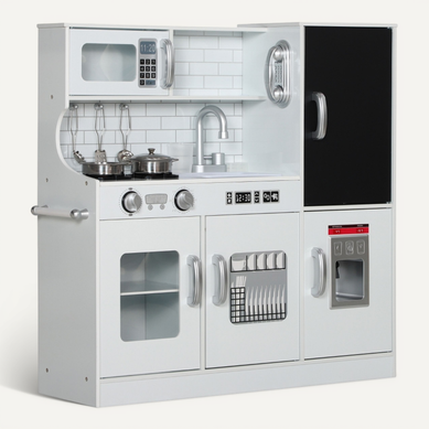 Cuisine Enfant Blanche Avec Téléphone, Tableau, Micro-ondes, évier Et Machine à Glaces Cuisine Enfant Blanche Avec Téléphone, Tableau, Micro-ondes, évier Et Machine à Glaces