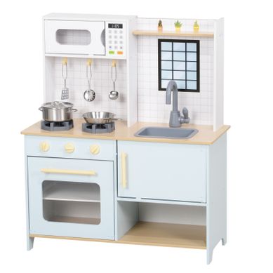 Cuisine Enfant Bleue Avec Micro-ondes, Four, Plaque De Cuisson Et Accessoires En Inox Cuisine Enfant Bleue Avec Micro-ondes, Four, Plaque De Cuisson Et Accessoires En Inox