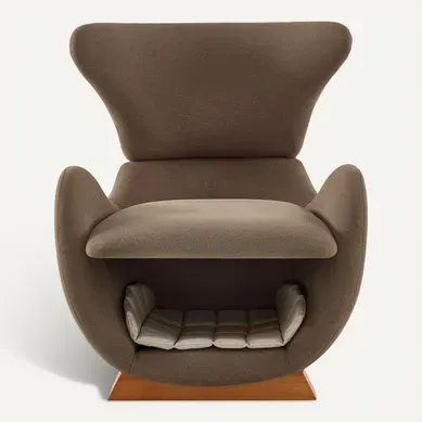 Fauteuil Lounge Requin-baleine Avec Cachette Pour Animaux, Tissu Anti-griffes, Confortable, Marron