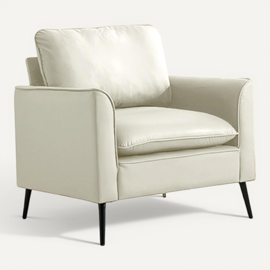 Fauteuil Nordique Rétro En Cuir Synthétique Résistant, Design Minimaliste, Blanc Fauteuil Nordique Rétro En Cuir Synthétique Résistant, Design Minimaliste, Blanc