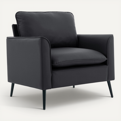 Fauteuil Nordique Rétro En Cuir Synthétique Résistant, Design Minimaliste, Noir Fauteuil Nordique Rétro En Cuir Synthétique Résistant, Design Minimaliste, Noir
