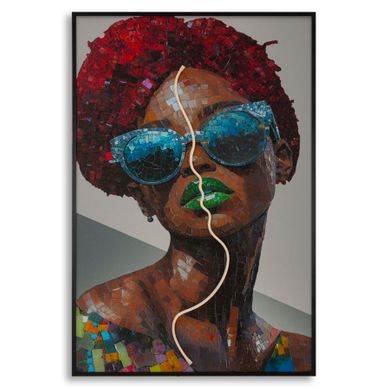 Tableau Portrait Afro Avec LED Et Application 3d Acrylique – 60x90 Cm Tableau Portrait Afro Avec LED Et Application 3d Acrylique – 60x90 Cm
