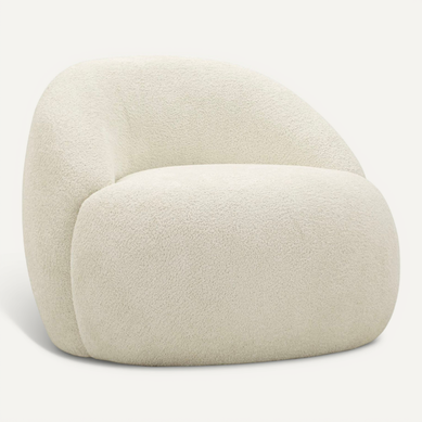 Fauteuil Design Blanc Formes Arrondies Style Scandinave, Tissu Doux Et Assise Confortable 81 Cm Fauteuil Design Blanc Formes Arrondies Style Scandinave, Tissu Doux Et Assise Confortable 81 Cm