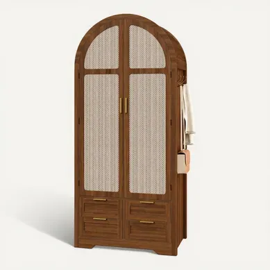 Armoire Moderne à Portes Courbées Avec Penderie Et Tiroir, Rangement Spacieux, élégant 80x50x179 Cm Armoire Moderne à Portes Courbées Avec Penderie Et Tiroir, Rangement Spacieux, élégant 80x50x179 Cm