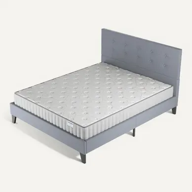 Ensemble 140x190 cm, Lit avec tête de lit + Matelas Mousse ép.16cm à mémoire de forme