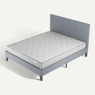 Ensemble 140x200 cm, Lit avec tête de lit + Matelas Mousse ép.16cm à mémoire de forme