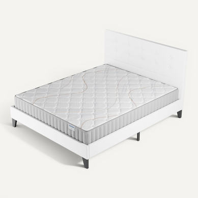 Ensemble 140x200 cm, lit avec tête de lit + matelas mousse, ép.16cm accueil latex