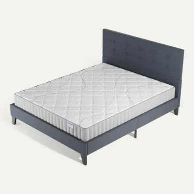 Ensemble 140x200 Cm, Lit Avec Tête De Lit + Matelas Mousse, Ép.16cm Accueil Latex