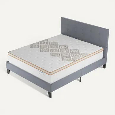 Ensemble 140x200 cm, lit avec tête de lit + matelas ressorts ensachés, ép. 28cm accueil mousse HR