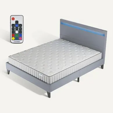Ensemble 120x190cm, Lit Éclairage LED + Matelas Mousse, Ép.16cm Accueil Mémoire de Forme Ensemble 120x190cm, Lit Éclairage LED + Matelas Mousse, Ép.16cm Accueil Mémoire de Forme