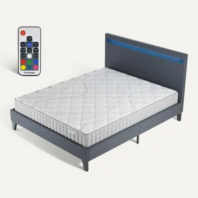 Ensemble 120x190cm, lit éclairage LED + matelas mousse, ép.16cm, accueil latex Ensemble 120x190cm, lit éclairage LED + matelas mousse, ép.16cm, accueil latex