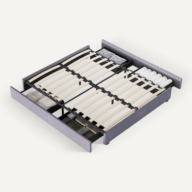 Lit 120 x 190 cm avec tiroirs, Sommier à lattes en bois, Cadre en tissu Gris Lit 120 x 190 cm avec tiroirs, Sommier à lattes en bois, Cadre en tissu Gris