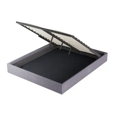 Lit Coffre 140 X 190 Cm, Sommier à Lattes En Bois, Cadre En Tissu Gris Lit Coffre 140 X 190 Cm, Sommier à Lattes En Bois, Cadre En Tissu Gris