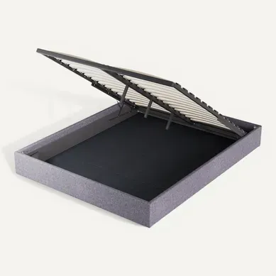 Lit Coffre 120 X 190 Cm, Sommier à Lattes En Bois, Cadre En Tissu Gris Lit Coffre 120 X 190 Cm, Sommier à Lattes En Bois, Cadre En Tissu Gris