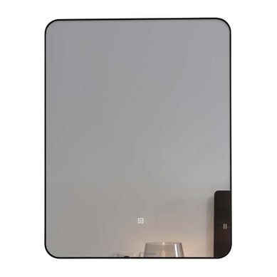 Miroir De Salle De Bain LED à Luminosité Variable 50x70cm Avec Cadre En Aluminium Noir Miroir De Salle De Bain LED à Luminosité Variable 50x70cm Avec Cadre En Aluminium Noir