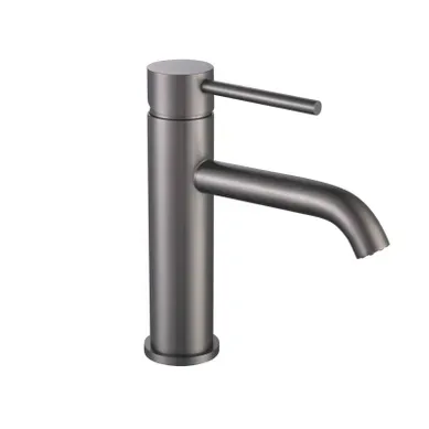 Mitigeur, Robinet De Lavabo Pour Salle De Bain Rond Design Et Moderne (gris Brossé)