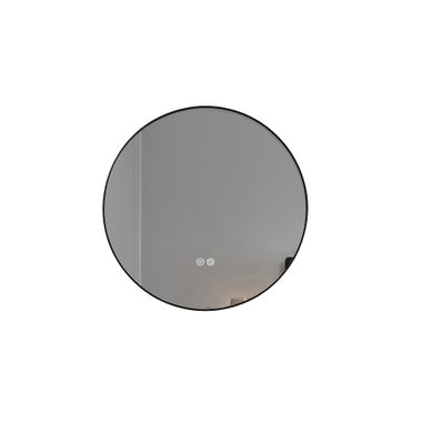 Miroir Salle De Bain LED Rond 80cm Anti Buée Avec Cadre Noir Lb-4647ba