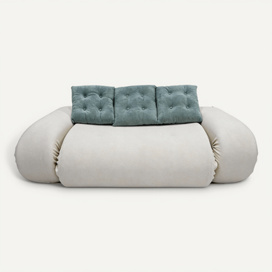 Canapé convertible Salon Modulable Dépliable Okoa 2 Places Blanc Vert Canapé convertible Salon Modulable Dépliable Okoa 2 Places Blanc Vert