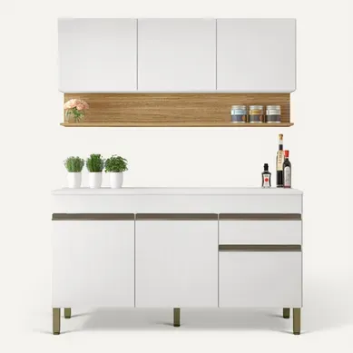 Cuisine Equipée 6 Portes 1 Tiroir Chêne Et Blanc 7 Niches L 120 H 200 P 53.3 Cm Cuisine Equipée 6 Portes 1 Tiroir Chêne Et Blanc 7 Niches L 120 H 200 P 53.3 Cm