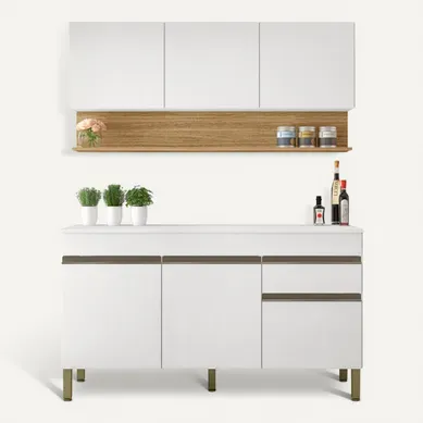 Cuisine Equipée 6 Portes 1 Tiroir Chêne Et Blanc Largeur 150 Cm Cuisine Equipée 6 Portes 1 Tiroir Chêne Et Blanc Largeur 150 Cm