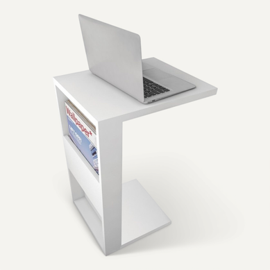 Meuble Bout De Canapé Blanc 2 Niches L 36 H 68 P 38.5 Cm