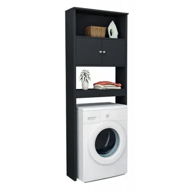 Armoire De Buanderie Lave-linge 2 Portes Noir 3 Niches L 75 H 175 P 22 Cm Armoire De Buanderie Lave-linge 2 Portes Noir 3 Niches L 75 H 175 P 22 Cm