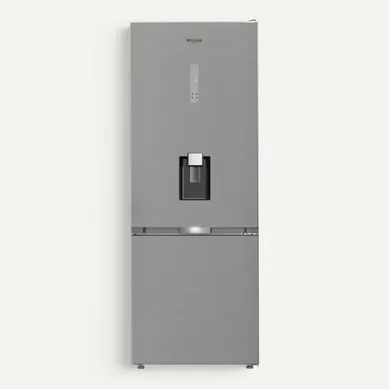 Combiné WHIRLPOOL WHK26493WX4E 490L Inox Combiné WHIRLPOOL WHK26493WX4E 490L Inox vue de face