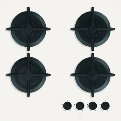 Table de cuisson gaz WHIRLPOOL GOB616NB 4 foyers Table de cuisson gaz WHIRLPOOL GOB616NB 4 foyers vue de face