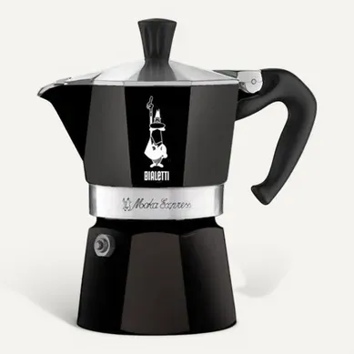 Cafetière Italienne Moka Express 3 Tasses — Aluminium Noir, Chaudière 68 Mm Cafetière Italienne Moka Express 3 Tasses — Aluminium Noir, Chaudière 68 Mm