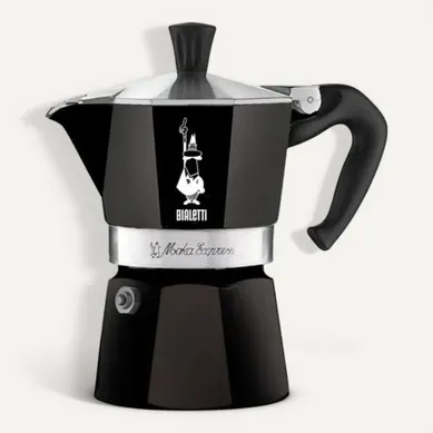 Cafetière Italienne La Mokina – Aluminium 1 Tasse (40 Ml) Noir, Poignée Ergonomique Cafetière Italienne La Mokina – Aluminium 1 Tasse (40 Ml) Noir, Poignée Ergonomique