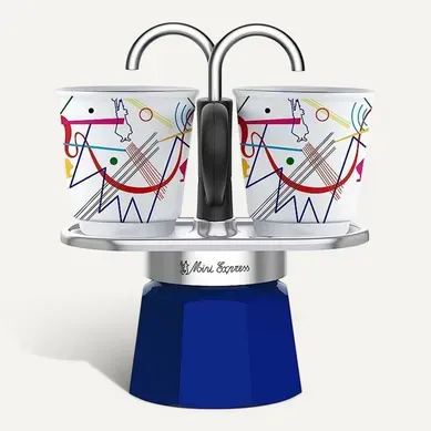 Mini-express Kandinsky Cafetière Italienne 2 Tasses 100 Ml Inox/bleu Mini-express Kandinsky Cafetière Italienne 2 Tasses 100 Ml Inox/bleu