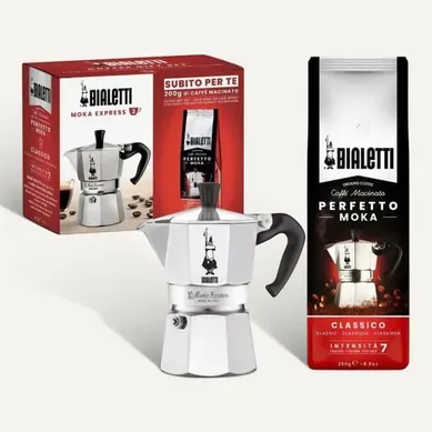 Cafetière Italienne Moka 3 Tasses (0,30 L) – Aluminium Poli + 250 G Café Cafetière Italienne Moka 3 Tasses (0,30 L) – Aluminium Poli + 250 G Café