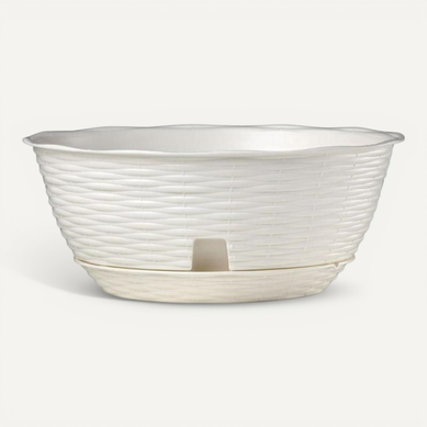 Pot De Fleurs "paglia" - Blanc - D 40 X H 17 Cm