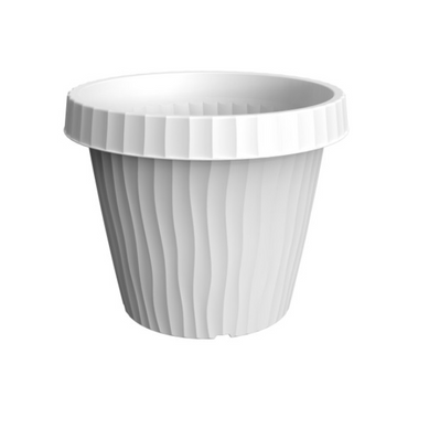 Pot De Fleurs "onda" En Plastique - Blanc - 5,8l
