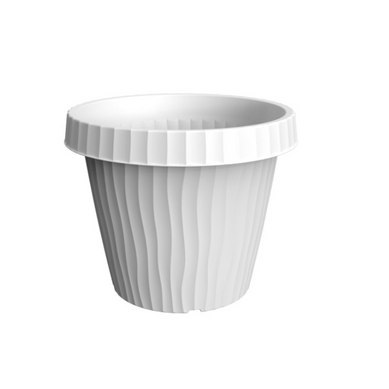 Pot De Fleurs "onda" En Plastique - Blanc - 10l